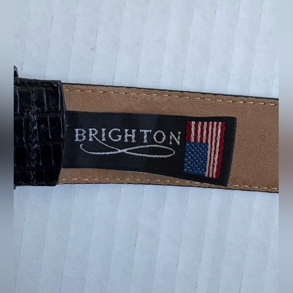 Brighton - Unisex Dimpled Leather Belt - Made is the USA - 42" - Black & Silver - Picture 5 of 5